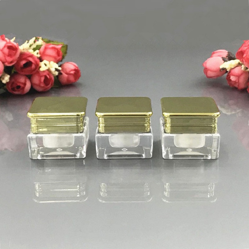 Gel Refill Pack - Frasco acrílico de plástico quadrado dourado