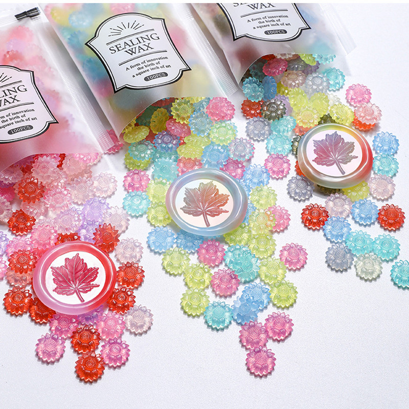 Wax Seal Stamp Set - 100 pçs translúcido girassol contas de